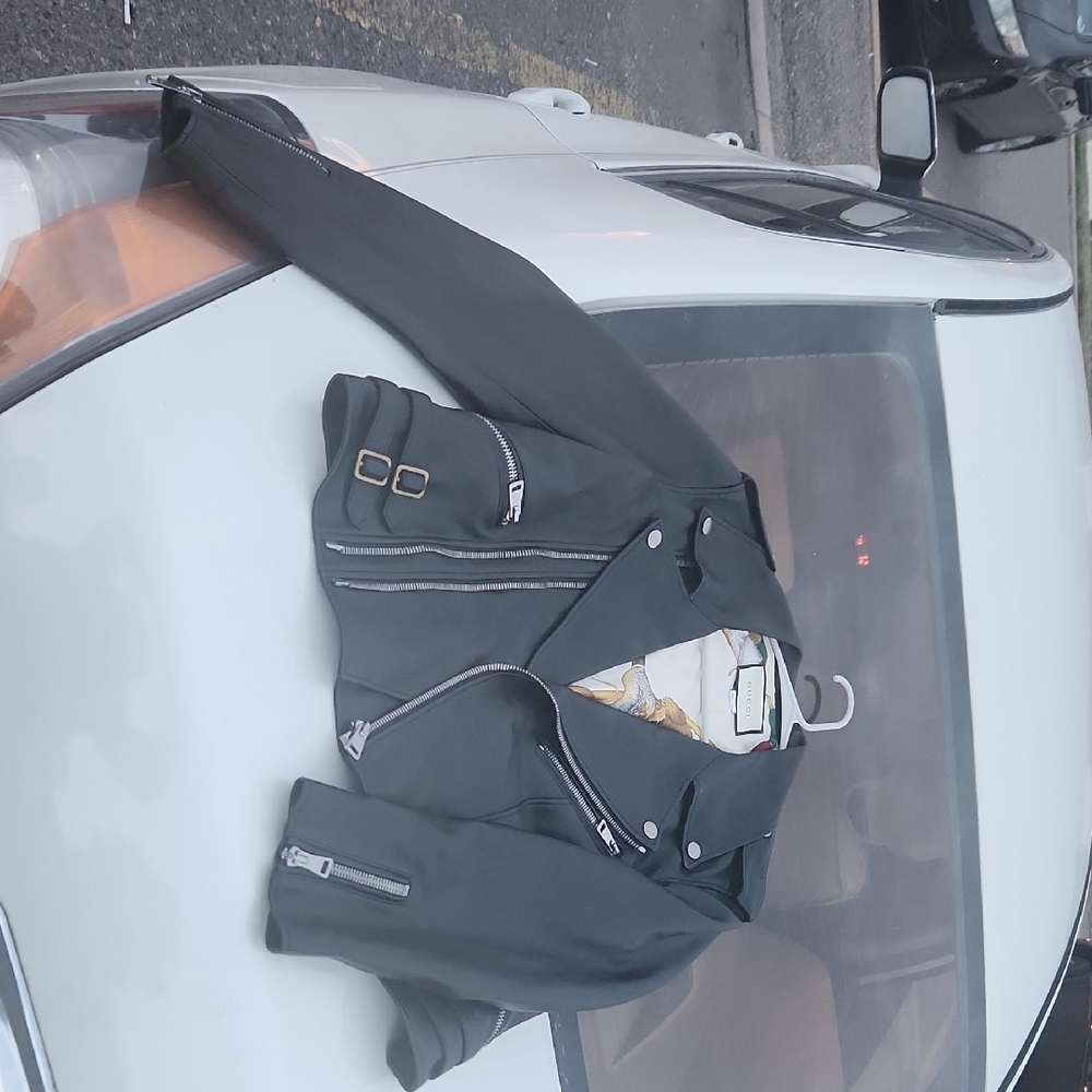 Gucci Black Leather Bomber Jacket